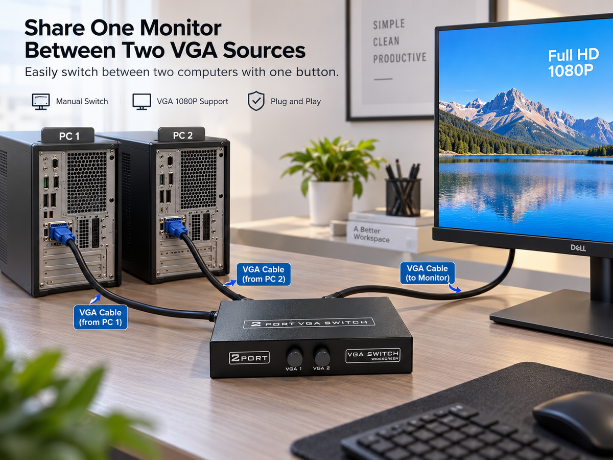 2 port USB Printer Switcher 2 in 1 out