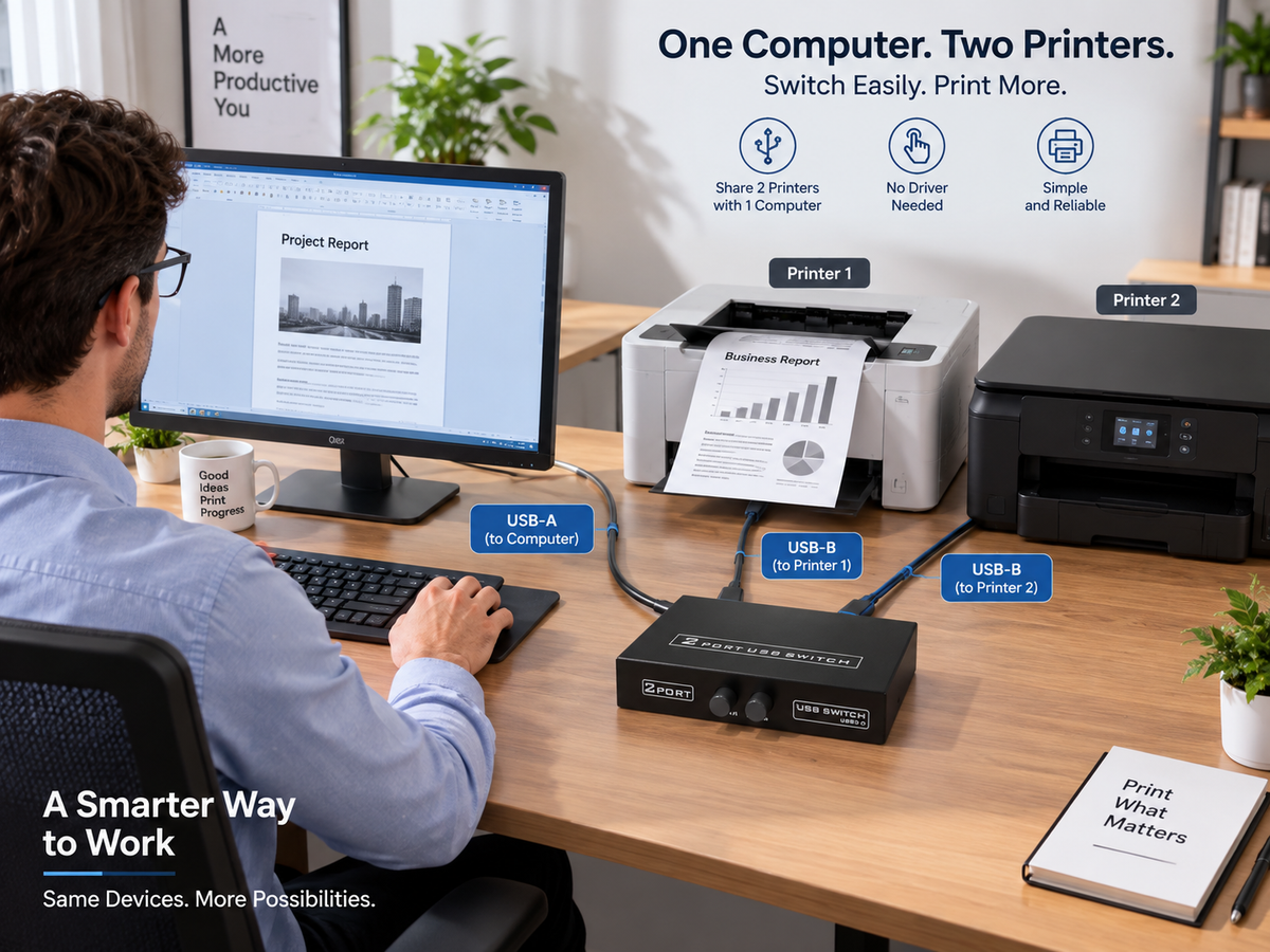 2 port USB Printer Switcher
