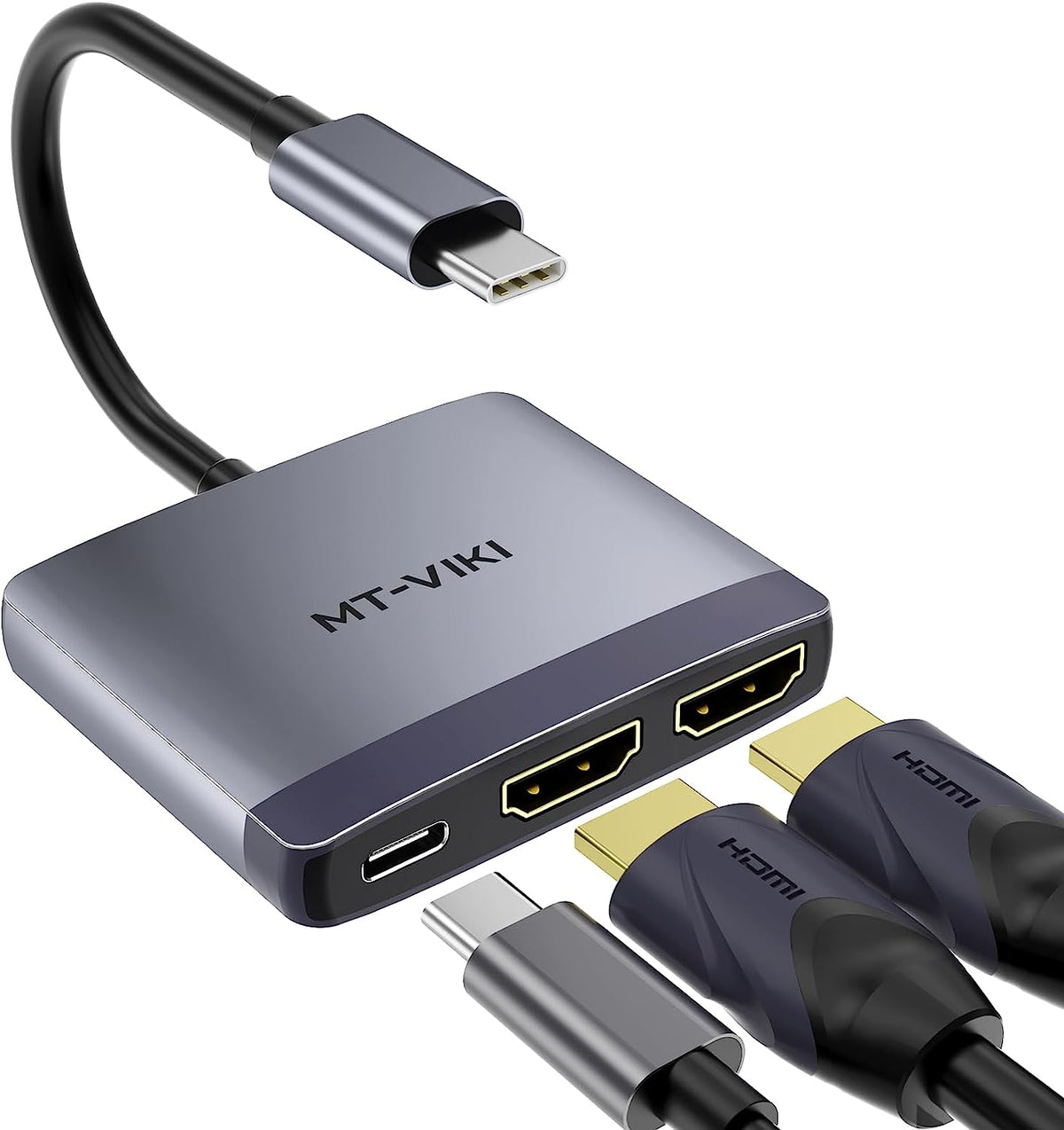 4K 30hz USB C to dual HDMI converter Adapter + PD 100W