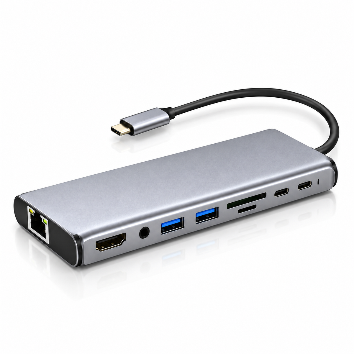 11 in 1 Type C to HDMI & USB 3.0 PD SD/TF  RJ45 audio adater, 4K 30hz, 100W PD