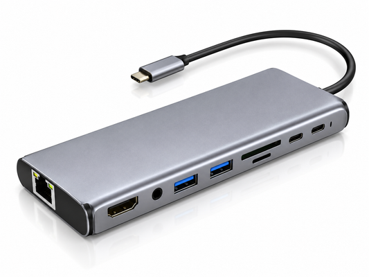 11 in 1 Type C to HDMI & USB 3.0 PD SD/TF  RJ45 audio adater, 4K 30hz, 100W PD