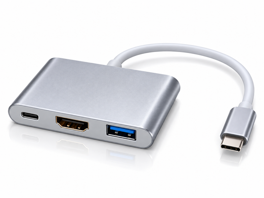 Type C to HDMI & USB 3.0 PD adater, 4K 30hz, 100W, 23cm, 3 in 1