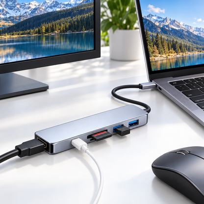 Type C to HDMI & USB 3.0 PD SD/TF adater, 4K 30hz, 100W, 7 in 1