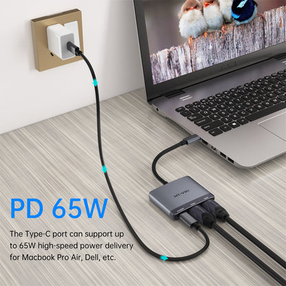 4K 30hz USB C to dual HDMI converter Adapter + PD 100W