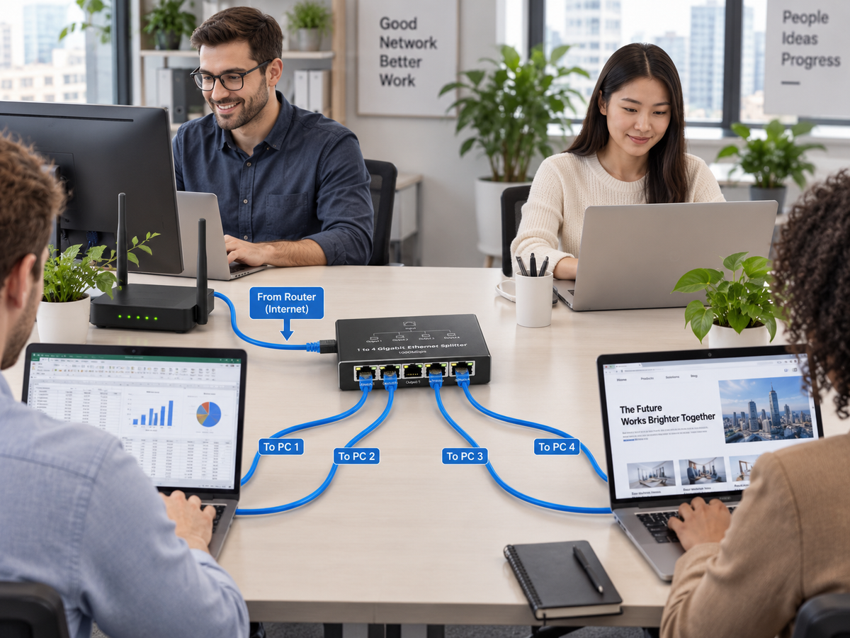 1000M Ethernet splitter 1 to 4