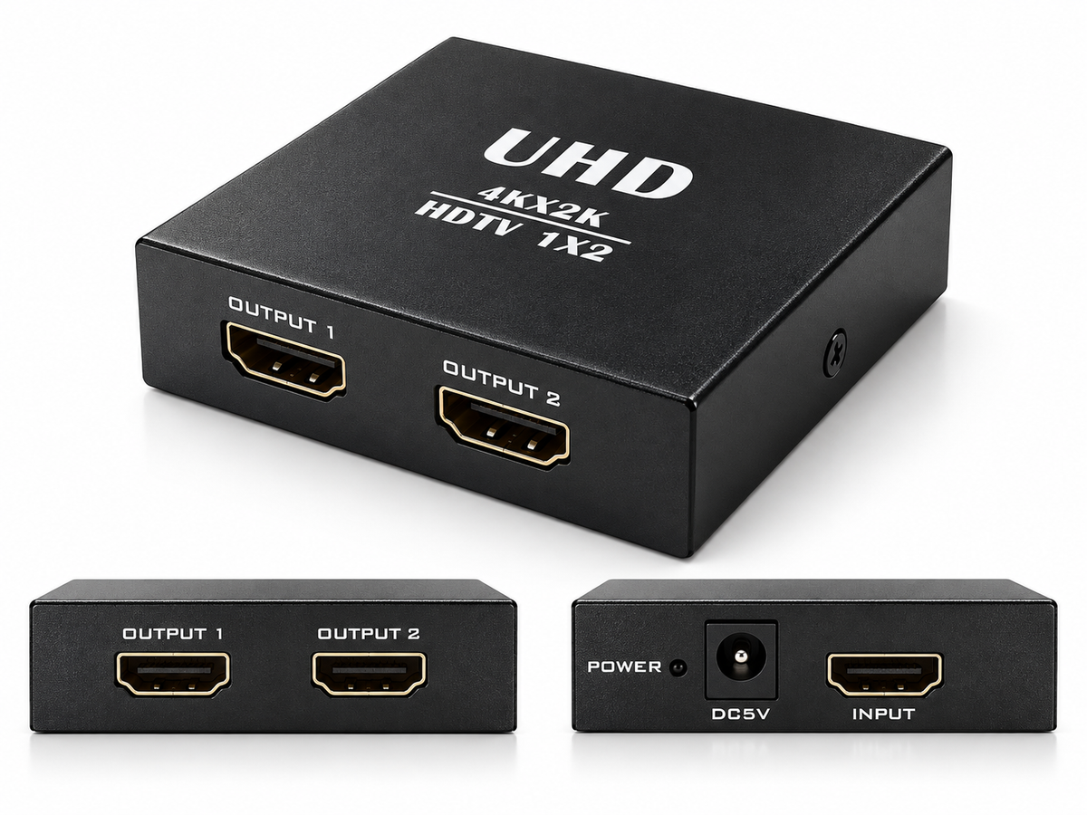 HDMI splitter 1 in 2 out 4k 30HZ + power adapter