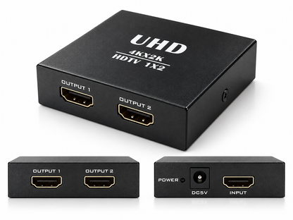 HDMI splitter 1 in 2 out 4k 30HZ + power adapter