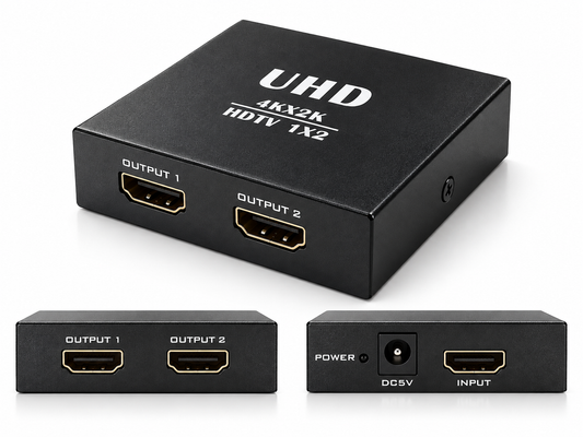 HDMI splitter 1 in 2 out 4k 30HZ + power adapter