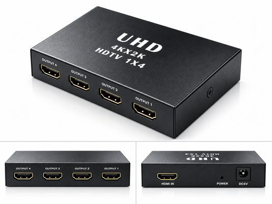 HDMI splitter 1 in 4 out 4k 30HZ + power adapter